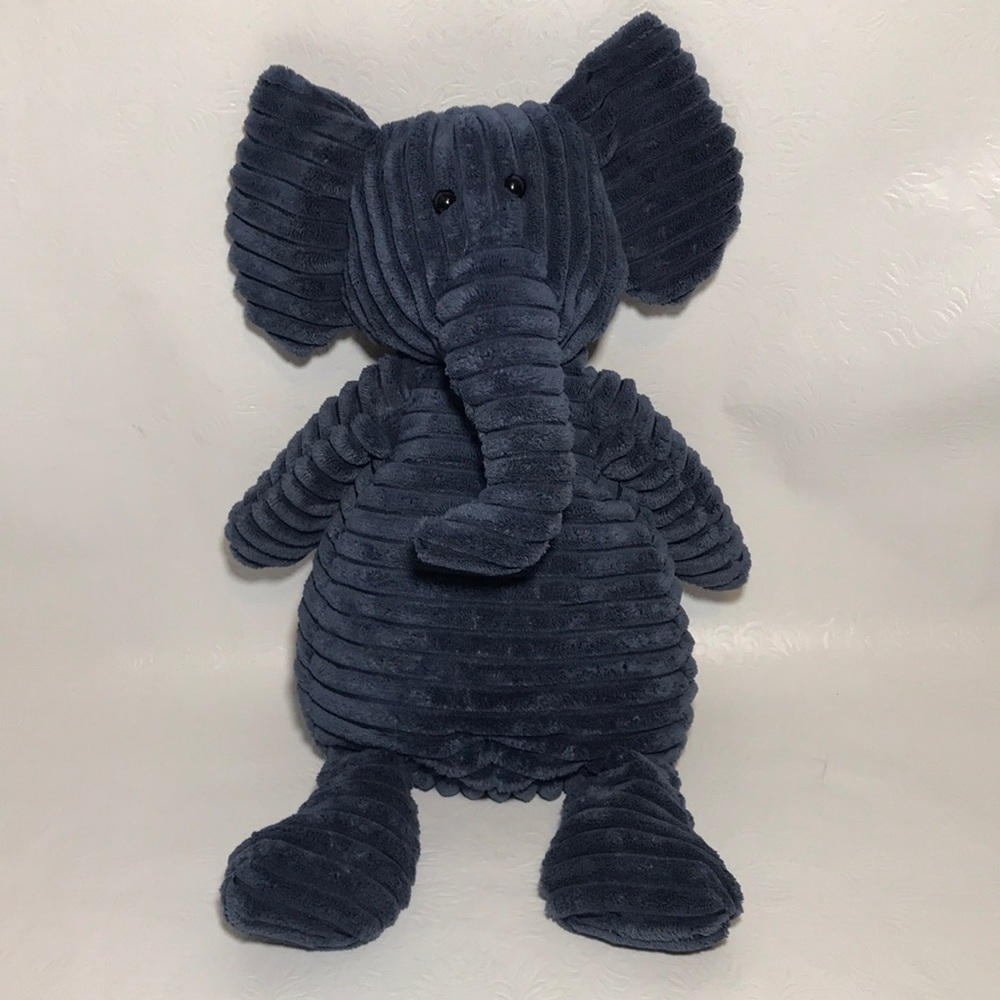 Jellycat Plush Blue Ribbed Cordy Elephant Lovey Stuffed Animal 15” Tall